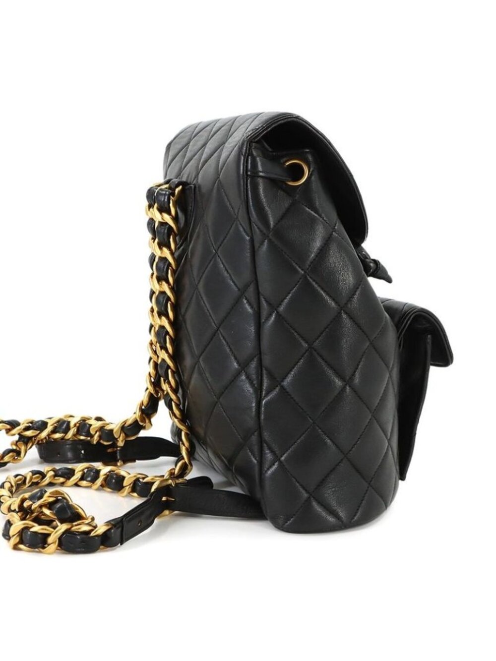 Chanel Quilted Chain Backpack Lambskin Black Vintage Gold Duma - Picture 3 of 9